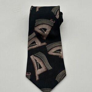 PIERRE BALMAIN COUTURE Black‎ Gold 100% Italian Silk Tie Necktie Extra Long EUC